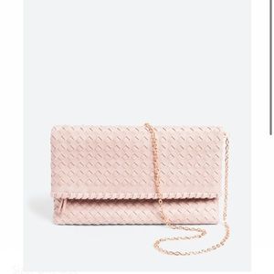 Woven foldover clutch light pink